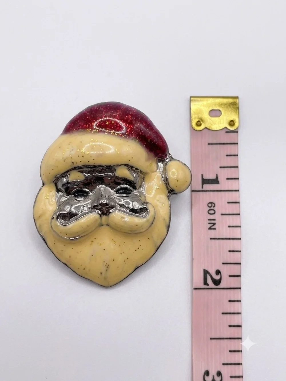 AAI Signed Christmas Santa Face Brooch.